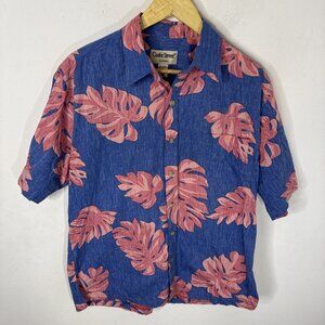 Cooke Street Honolulu Hawaiian Shirt M Blue Pink Floral Reverse Print Aloha USA